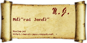 Mérai Jenő névjegykártya